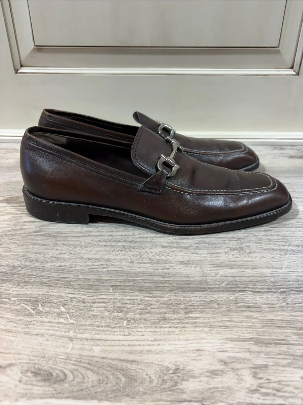 Salvatore Ferragamo Men\'s Brown Leather Slip-On Loafers with Buckle Detail Ferragamo Men main image 3
